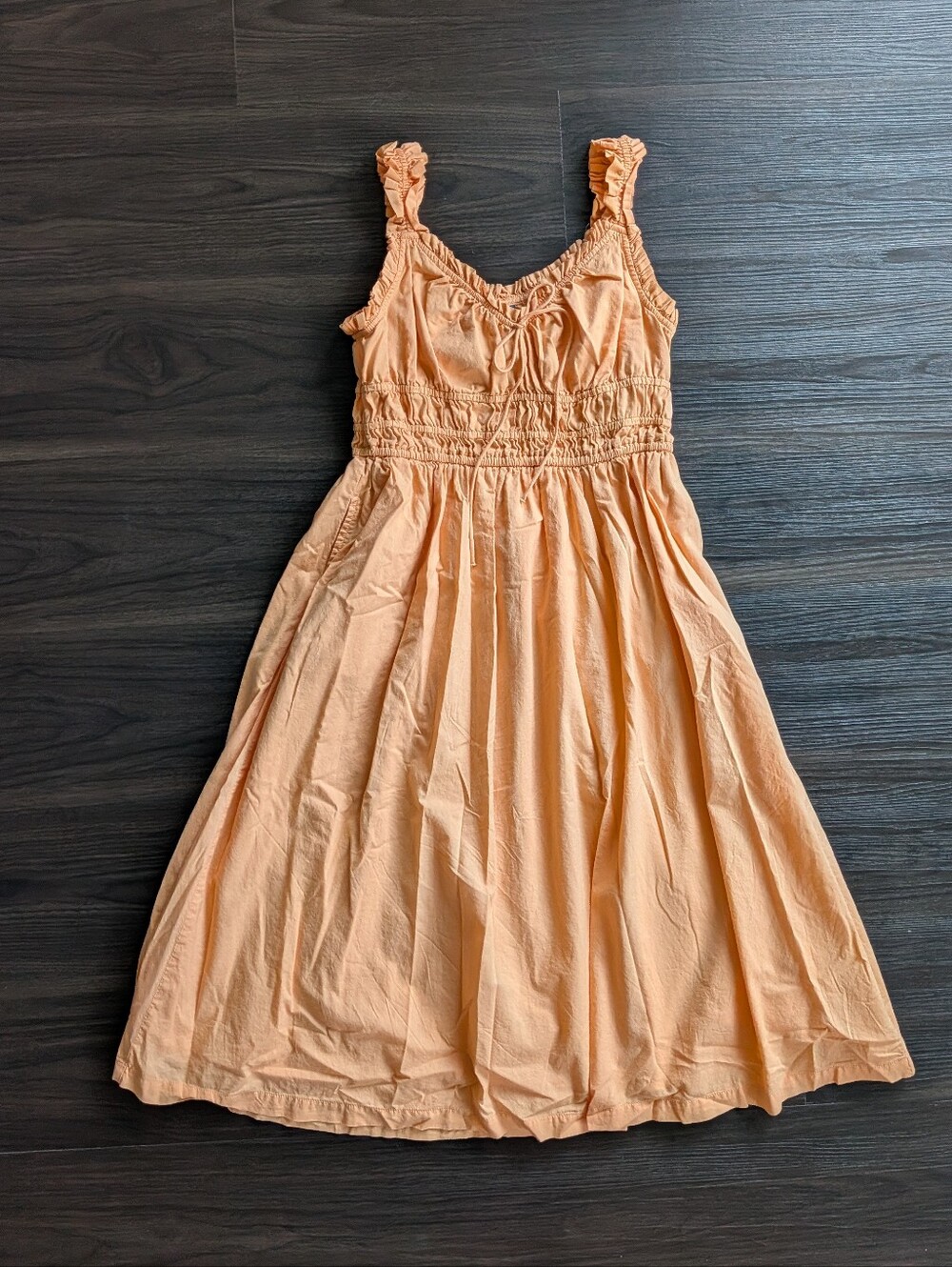 Old Navy 100% Cotton Orange Midi Sun Dress Boho Cottagecore Small Petite